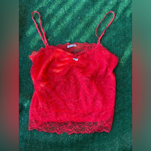 NEW Free People|| Lacey Essential Cami in Red size Large - Picture 2 of 7